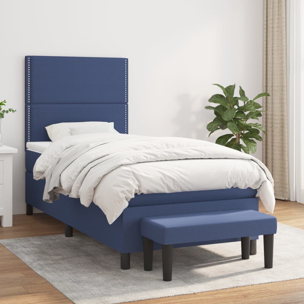 Giroletto a Molle con Materasso Blu 90x190 cm in Tessuto
