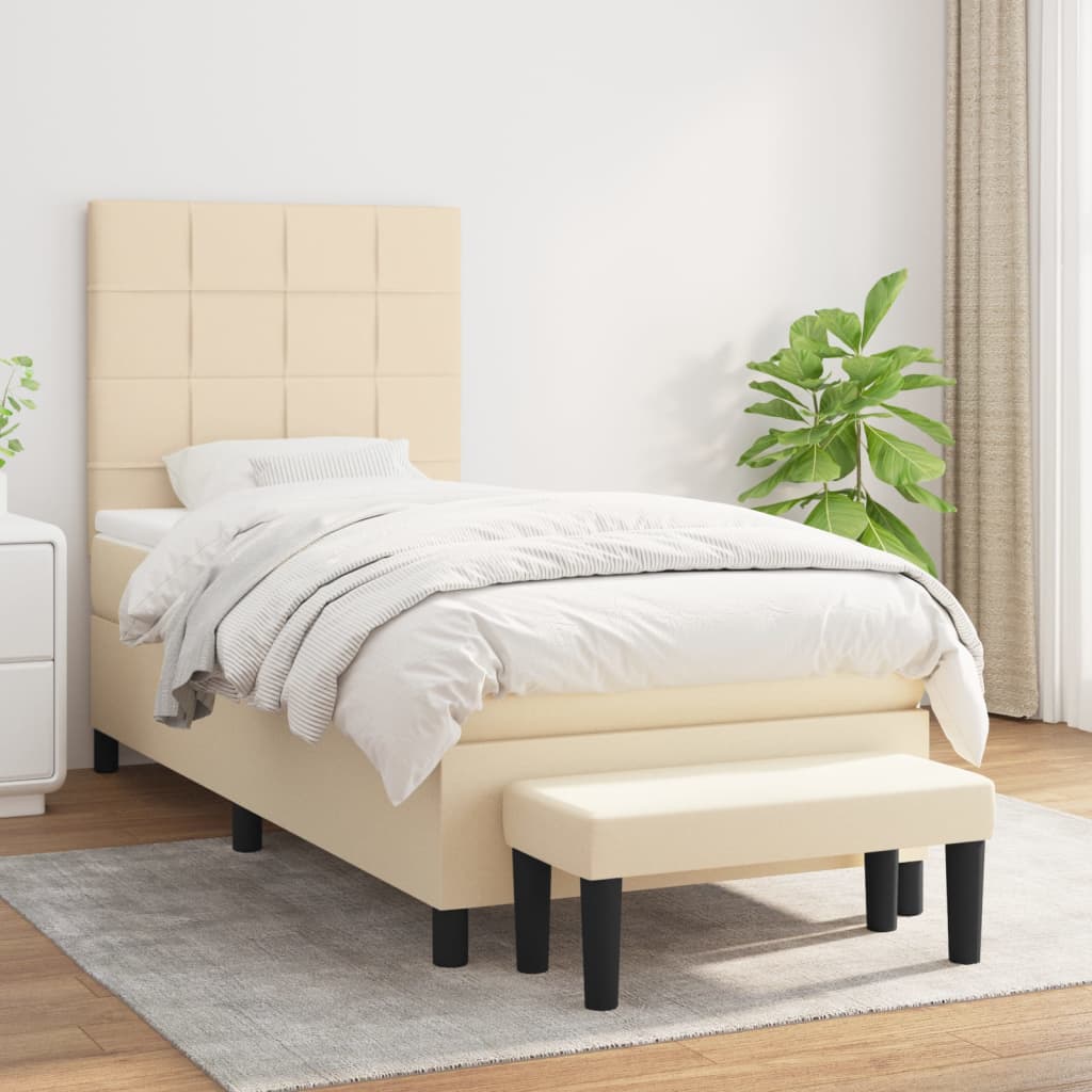Giroletto a Molle con Materasso Crema 80x200 cm inTessuto