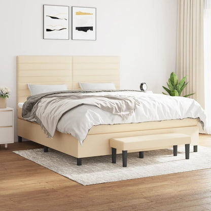 Giroletto a Molle con Materasso Crema 180x200 cm in Tessuto