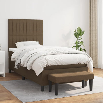 Giroletto a Molle con Materasso Marrone Scuro 90x190cm Tessuto
