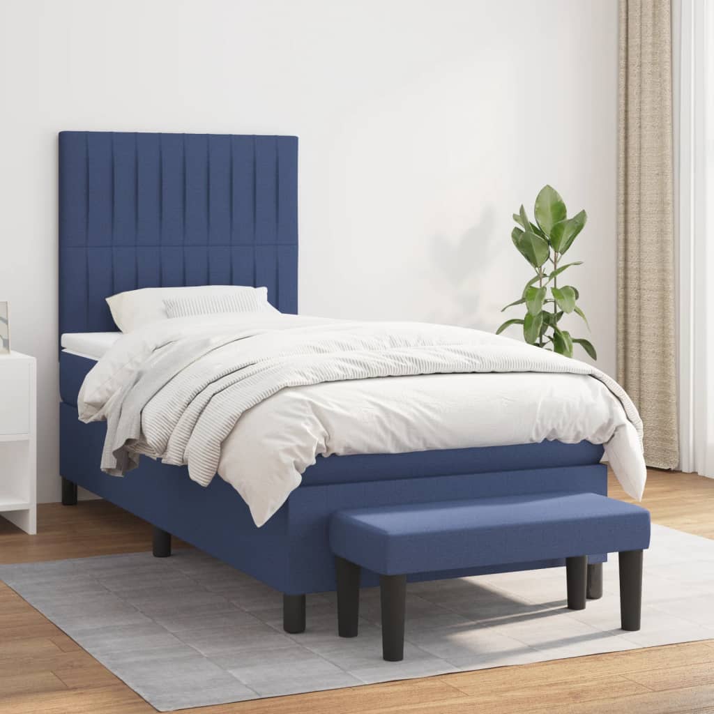 Giroletto a Molle con Materasso Blu 90x190 cm in Tessuto