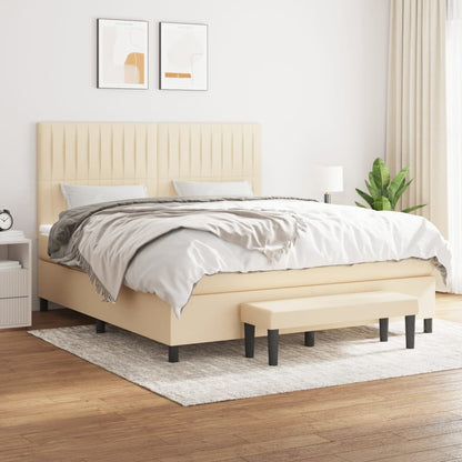 Giroletto a Molle con Materasso Crema 160x200 cm in Tessuto