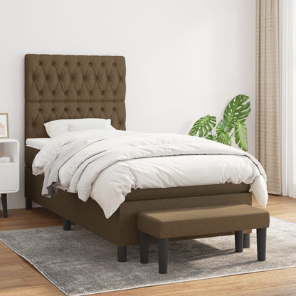 Giroletto a Molle con Materasso Marrone Scuro 90x190cm Tessuto