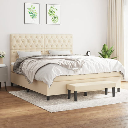 Giroletto a Molle con Materasso Crema 160x200 cm in Tessuto