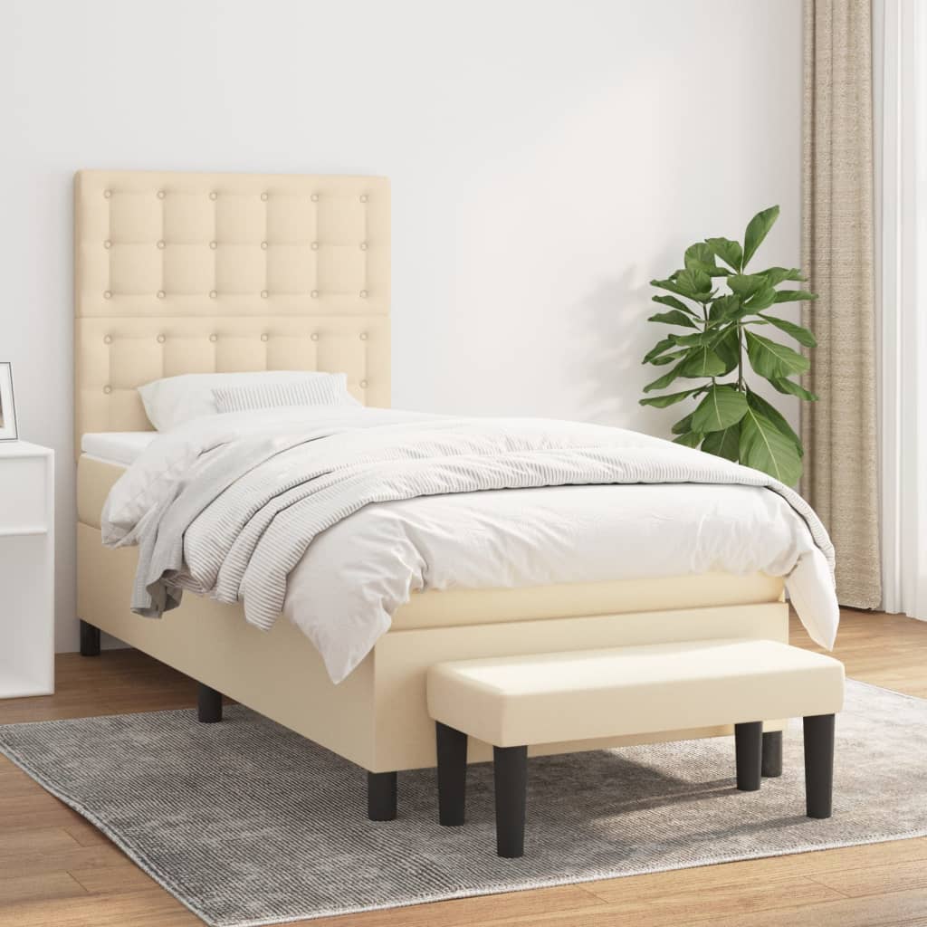 Giroletto a Molle con Materasso Crema 90x190 cm in Tessuto