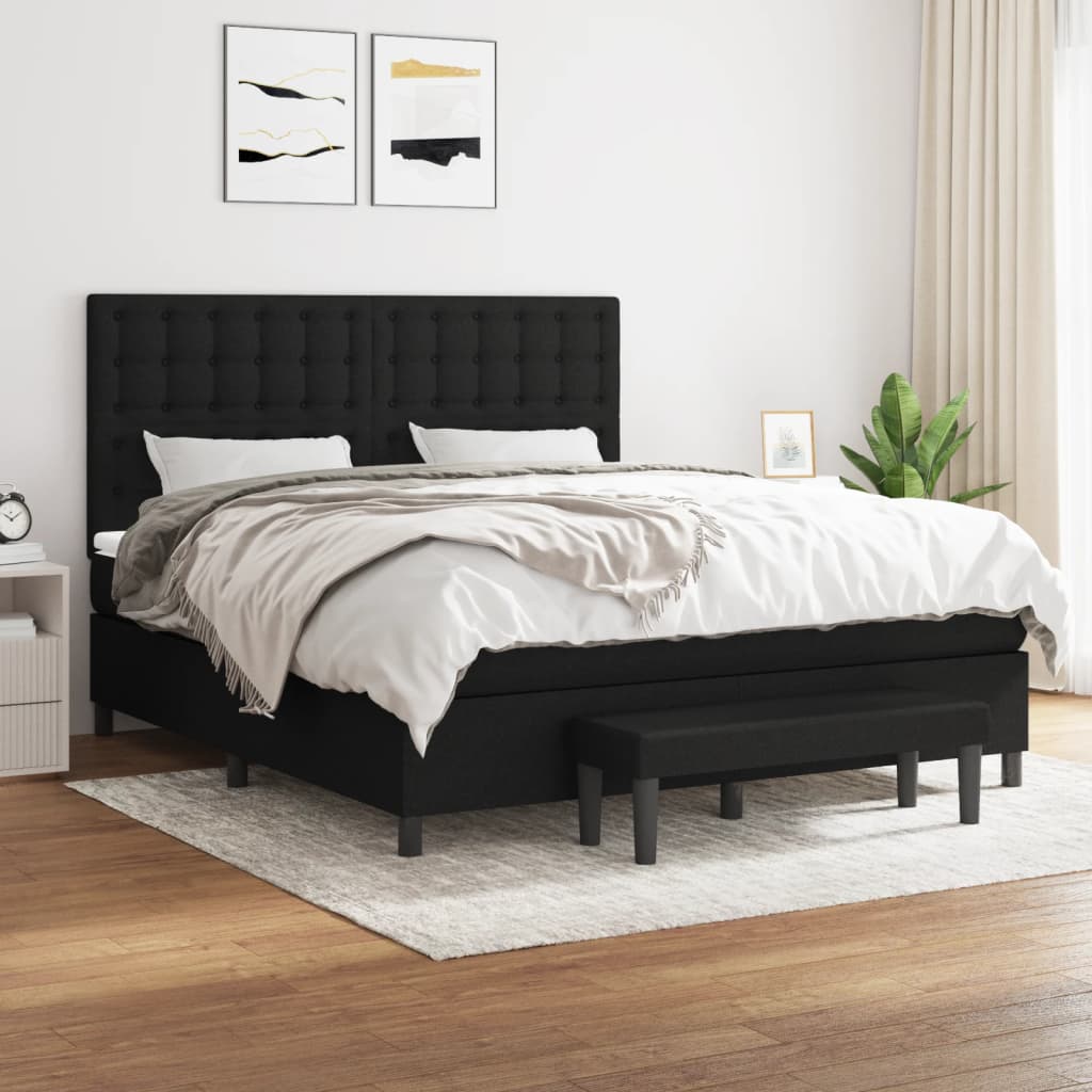 Giroletto a Molle con Materasso Nero 180x200 cm in Tessuto