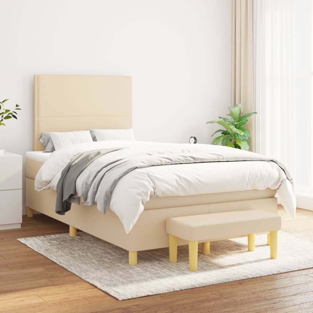 Giroletto a Molle con Materasso Crema 120x200 cm in Tessuto