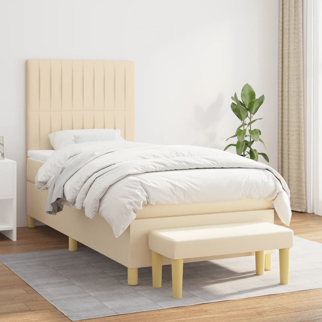 Giroletto a Molle con Materasso Crema 90x200 cm inTessuto
