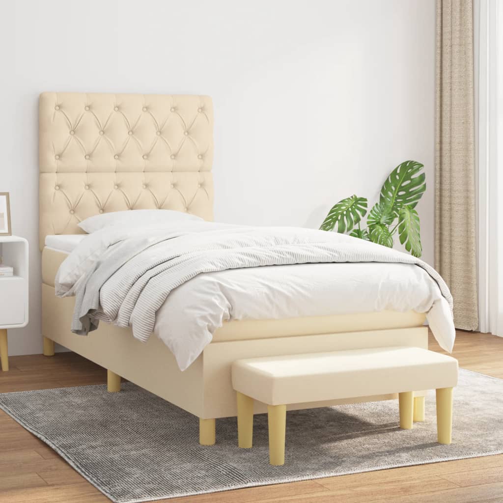 Giroletto a Molle con Materasso Crema 80x200 cm inTessuto