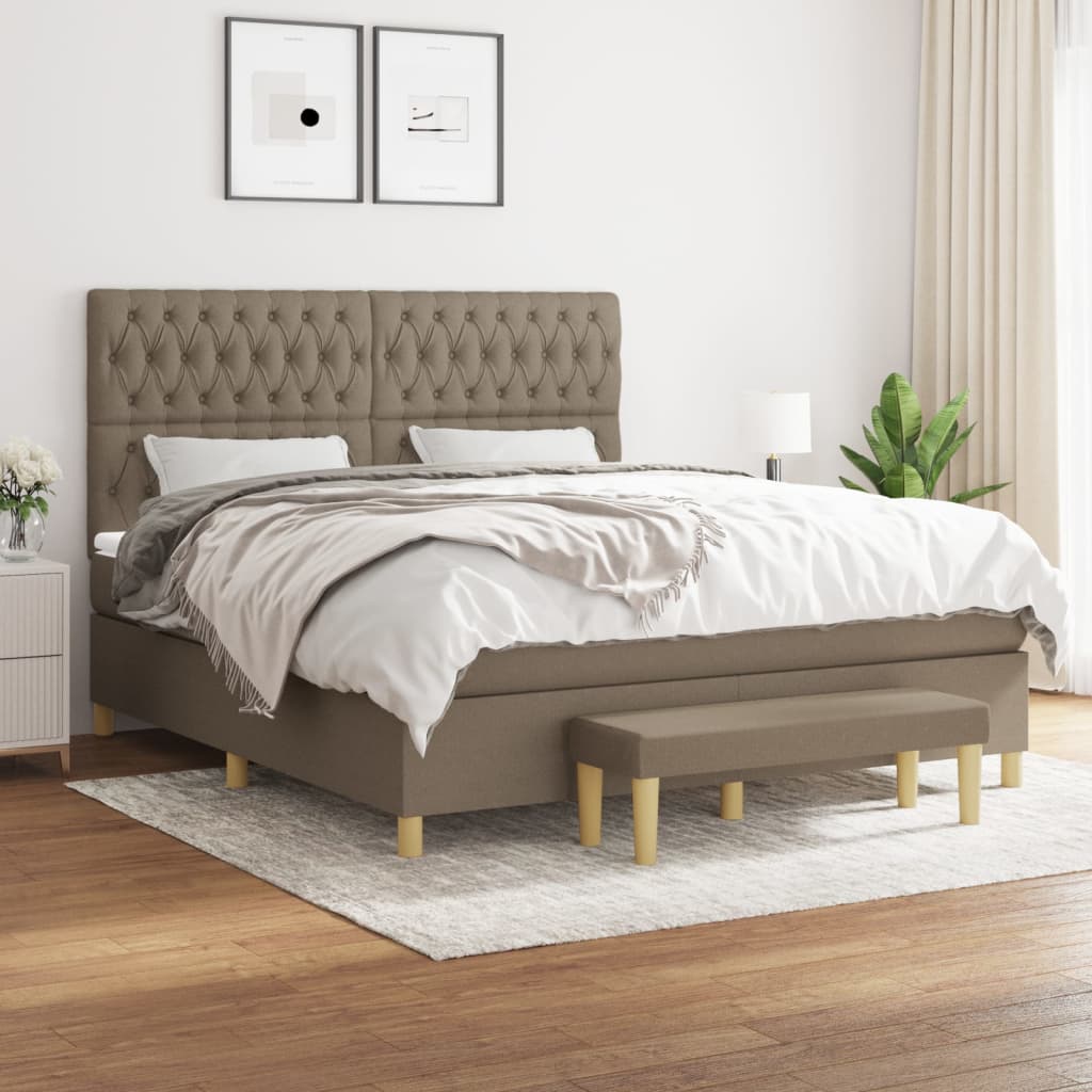 Giroletto a Molle con Materasso Tortora 180x200 cm in Tessuto