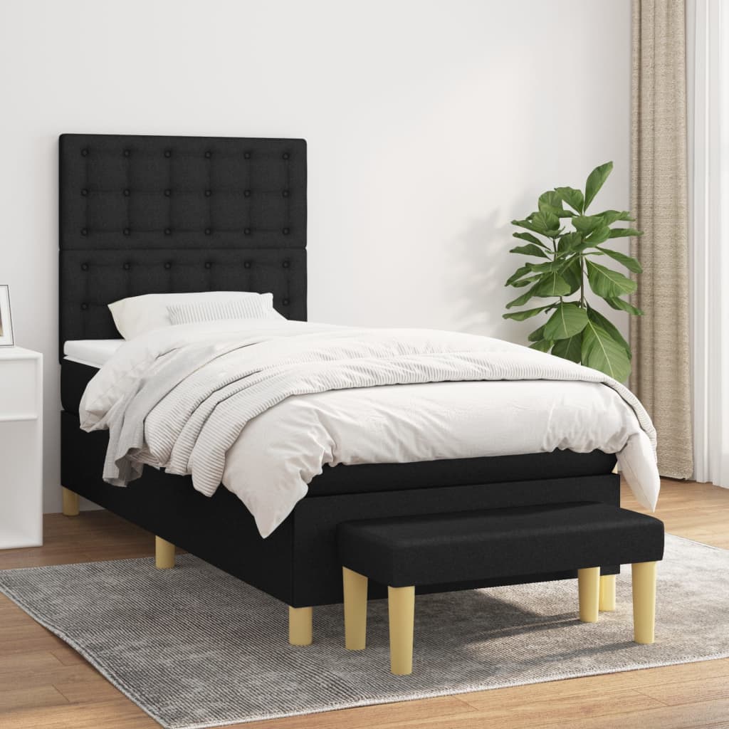 Giroletto a Molle con Materasso Nero 100x200 cm in Tessuto
