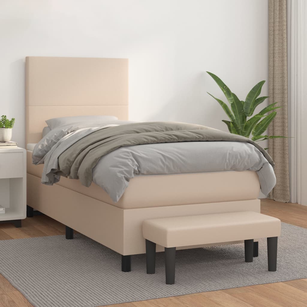 Giroletto a Molle con Materasso Cappuccino 90x200 cm Similpelle