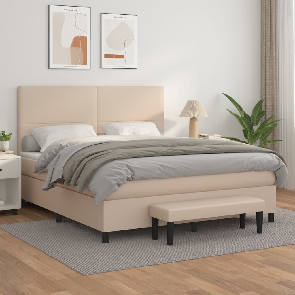 Giroletto a Molle con Materasso Cappuccino 160x200cm Similpelle