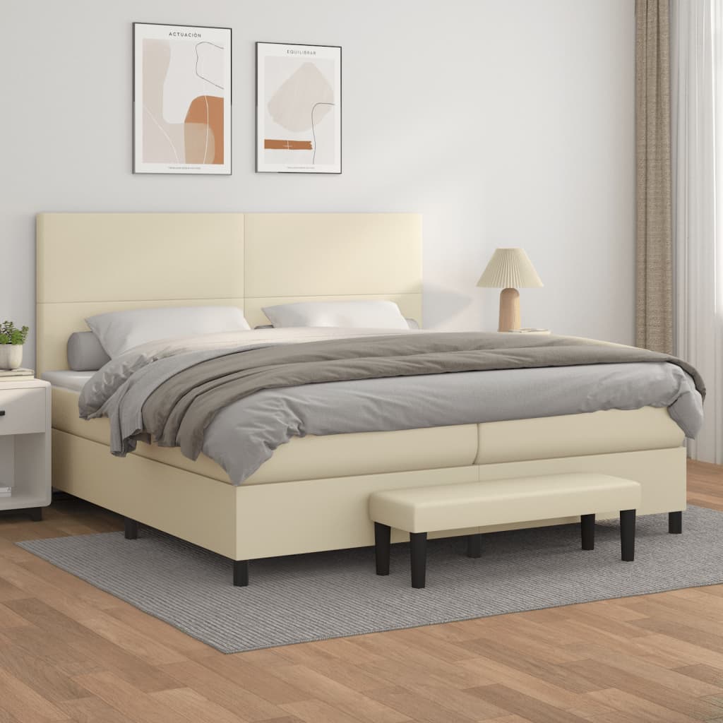 Giroletto a Molle con Materasso Crema 200x200 cm in Similpelle