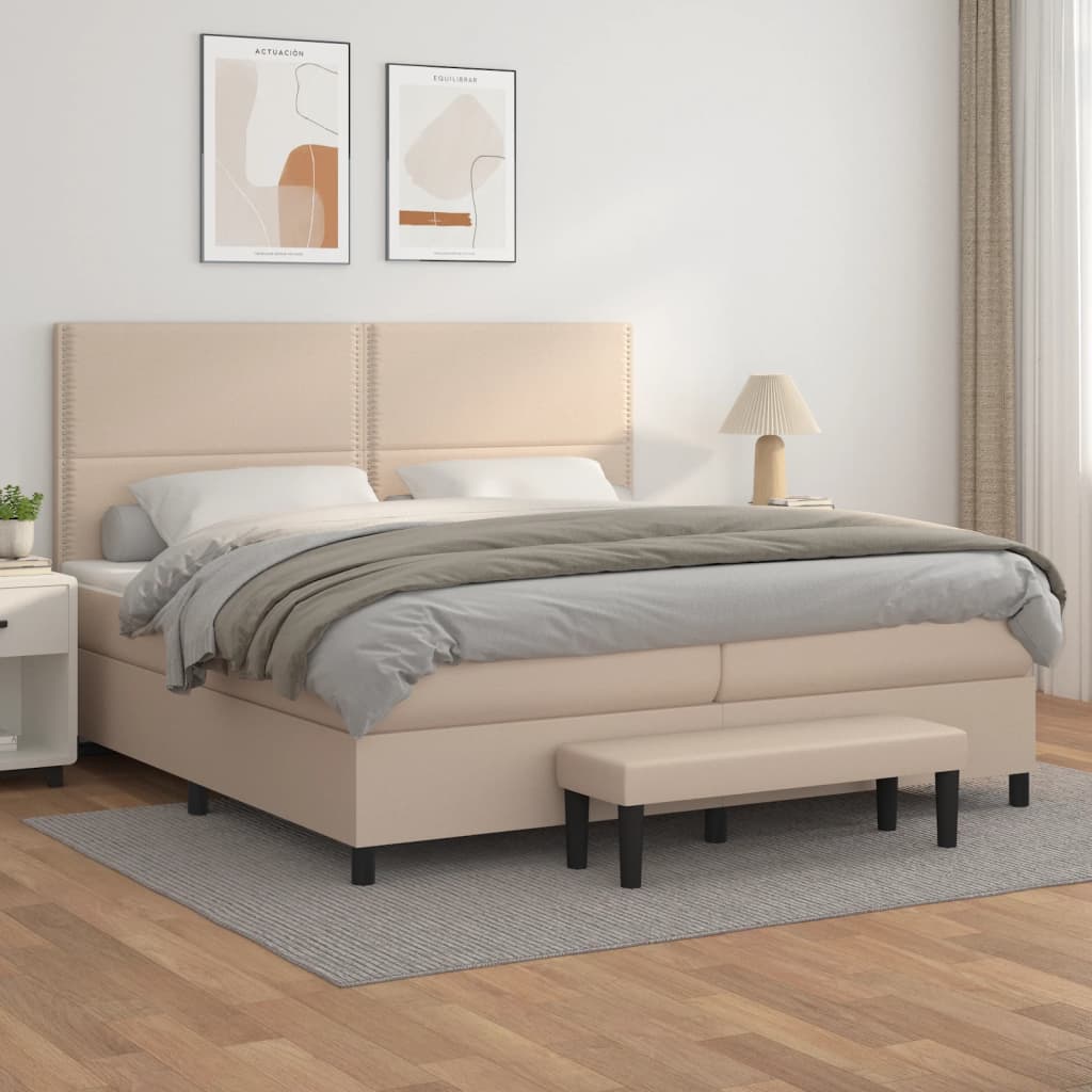 Giroletto a Molle con Materasso Cappuccino 200x200cm Similpelle