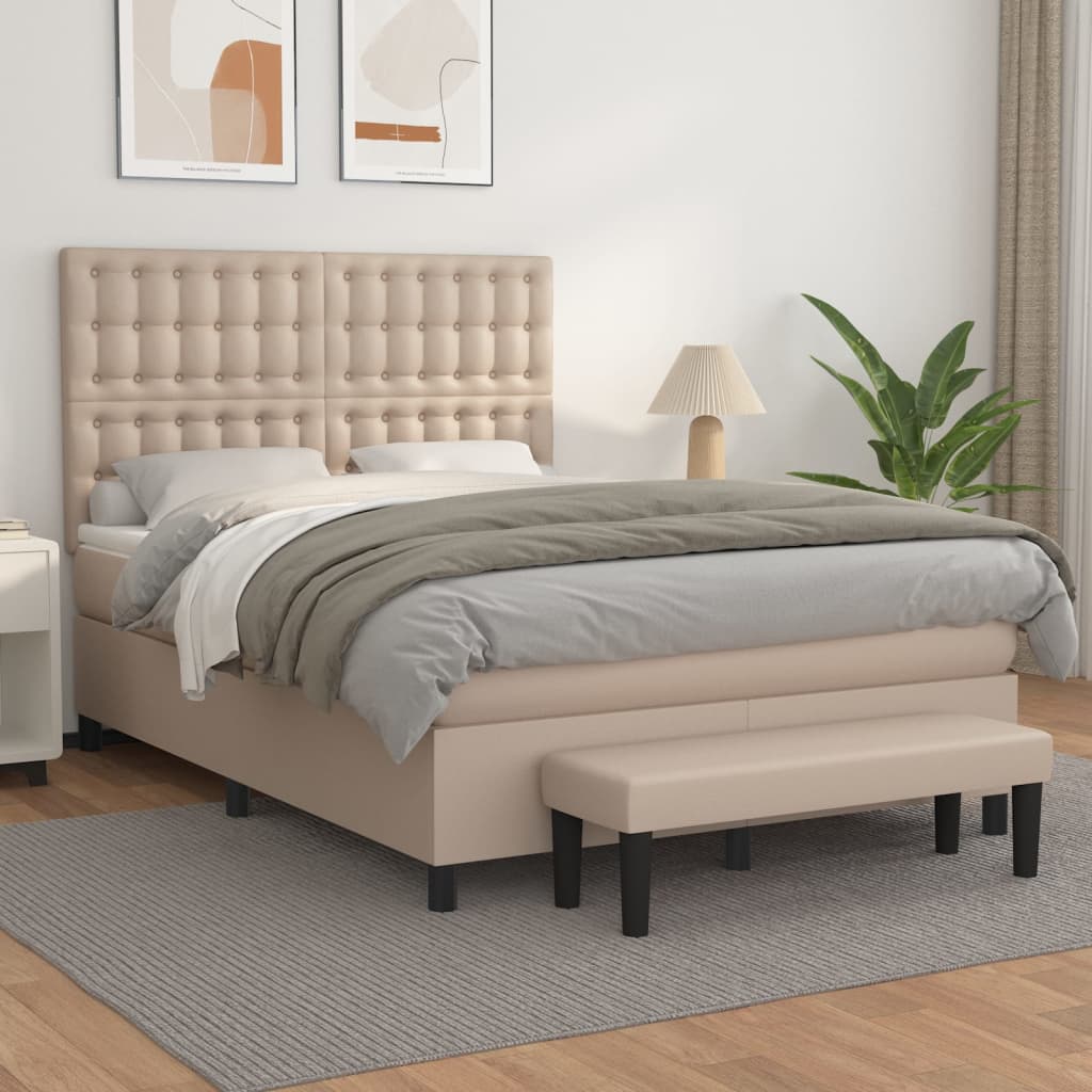 Giroletto a Molle con Materasso Cappuccino 140x200cm Similpelle