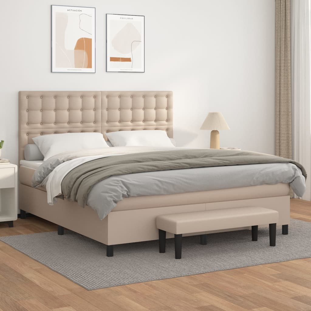 Giroletto a Molle con Materasso Cappuccino 160x200cm Similpelle