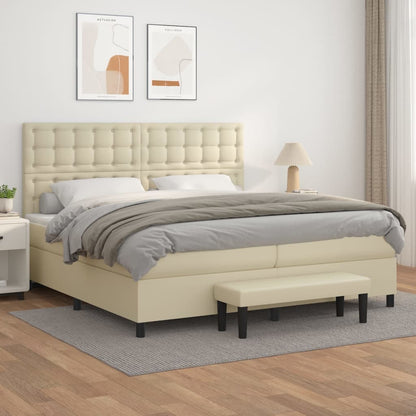 Giroletto a Molle con Materasso Crema 200x200 cm in Similpelle