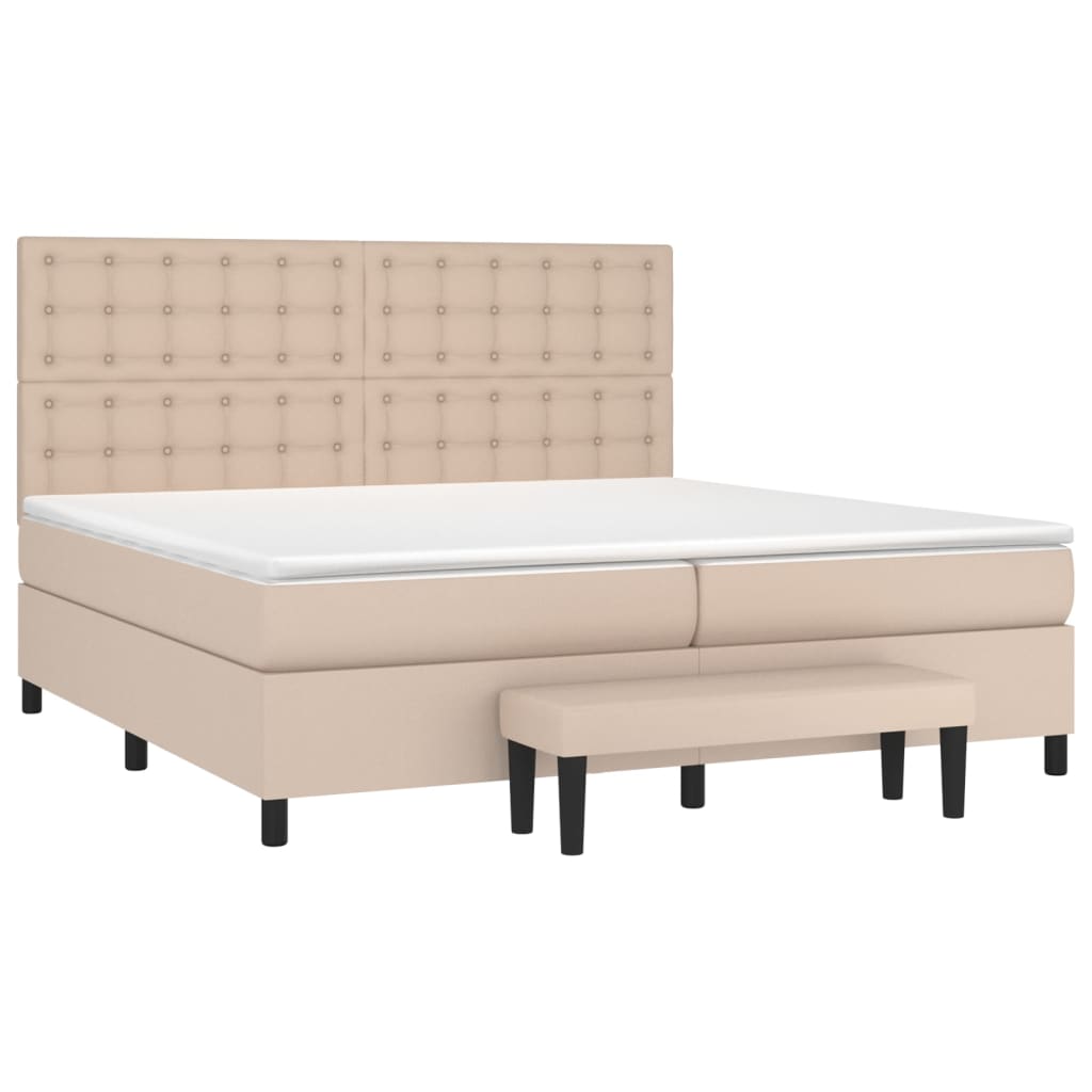 Giroletto a Molle con Materasso Cappuccino 200x200cm Similpelle
