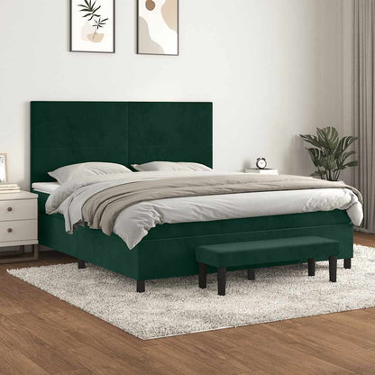 Giroletto a Molle con Materasso Verde Scuro 180x200 cm Velluto