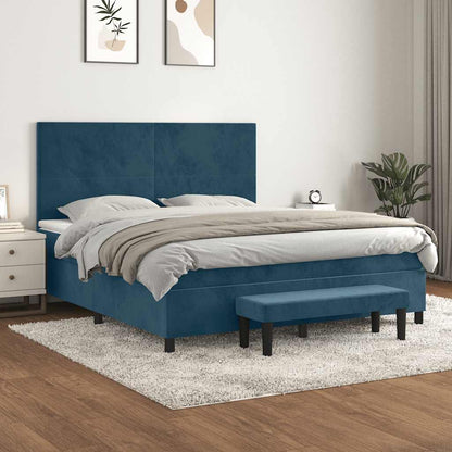 Giroletto a Molle con Materasso Blu Scuro 180x200 cm in Velluto