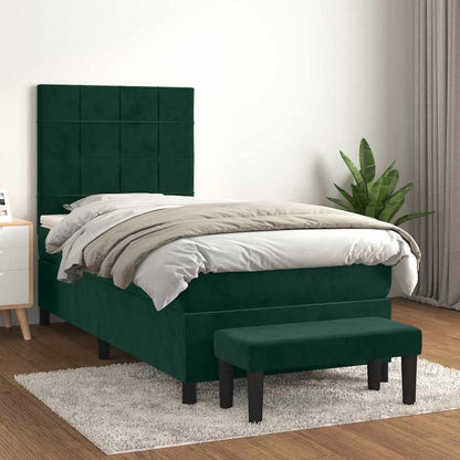 Giroletto a Molle con Materasso Verde Scuro 90x200 cm Velluto