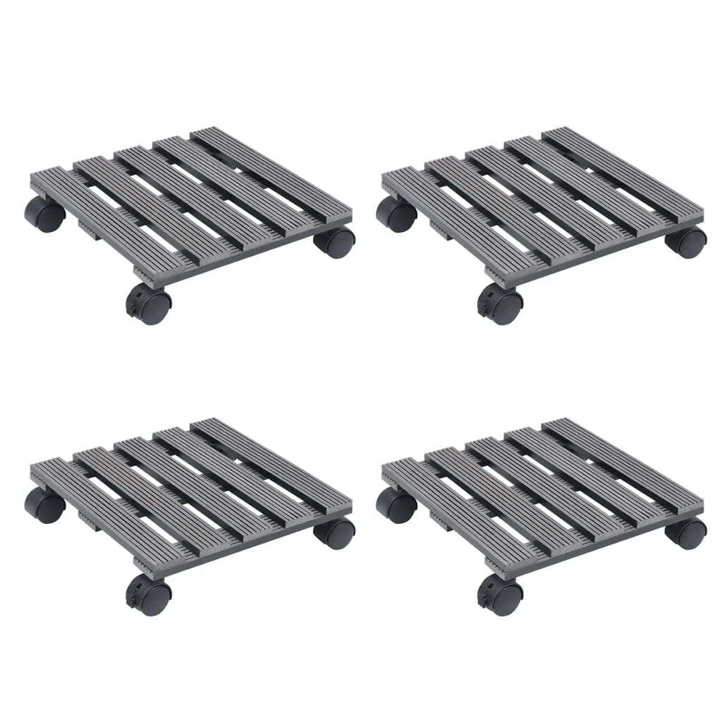 Carrelli Porta Piante 4 pz Grigi Ã˜30x7,5 cm WPC