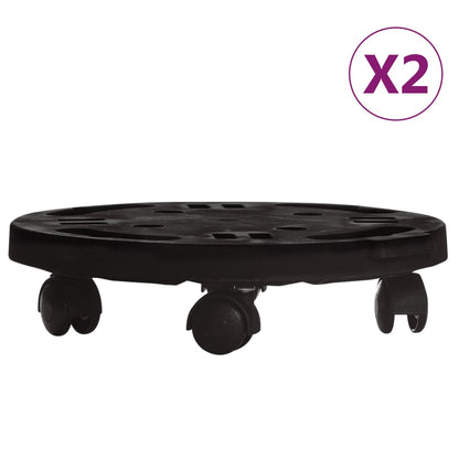 Carrelli per Piante con Ruote 2 pz Diametro 30 cm Neri 170 kg