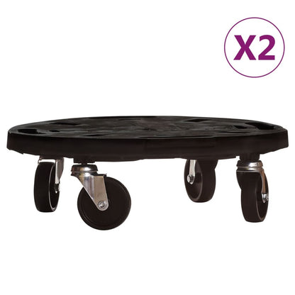 Carrelli per Piante con Ruote 2 pz Diametro 40 cm Neri 275 kg