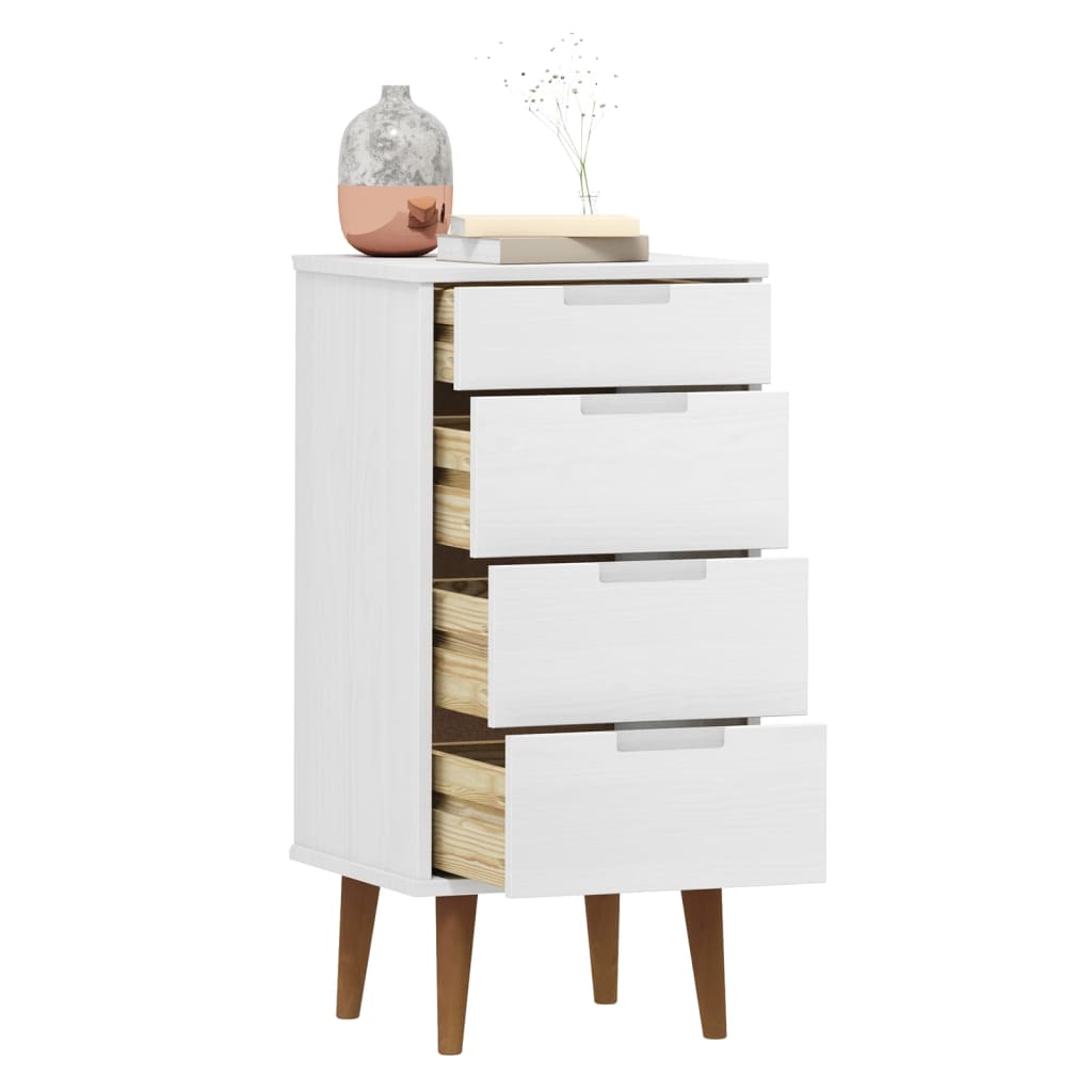 Cassettiera MOLDE Bianca 40x35x82 cm in Legno Massello di Pino