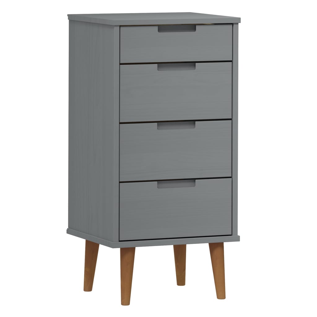 Cassettiera MOLDE Grigia 40x35x82 cm in Legno Massello di Pino