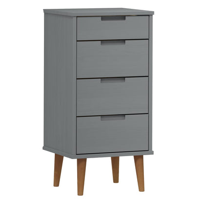 Cassettiera MOLDE Grigia 40x35x82 cm in Legno Massello di Pino