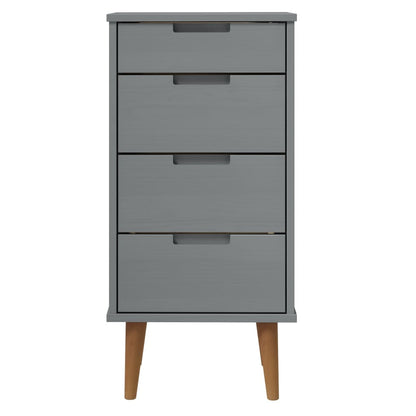 Cassettiera MOLDE Grigia 40x35x82 cm in Legno Massello di Pino