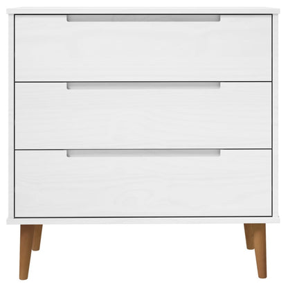 Cassettiera MOLDE Bianca 80x40x80 cm in Legno Massello di Pino