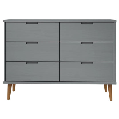 Cassettiera MOLDE Grigia 113x40x80 cm in Legno Massello di Pino