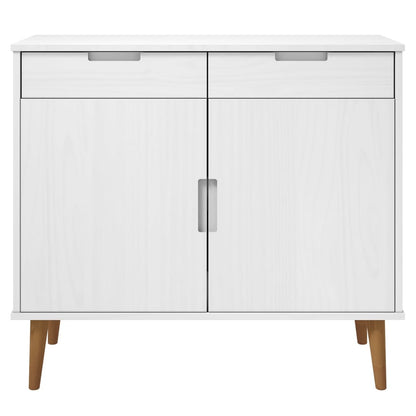 Credenza MOLDE Bianca 90x40x80 cm in Legno Massello di Pino
