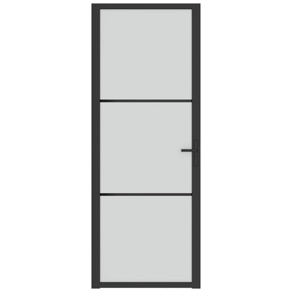 Porta Interna 76x201,5 cm Nero Opaco Vetro e Alluminio