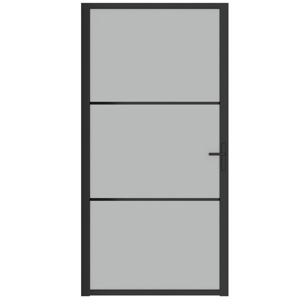 Porta Interna 102,5x201,5 cm Nero Opaco in Vetro e Alluminio