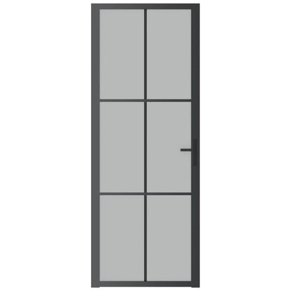 Porta Interna 76x201,5 cm Nero Opaco Vetro e Alluminio