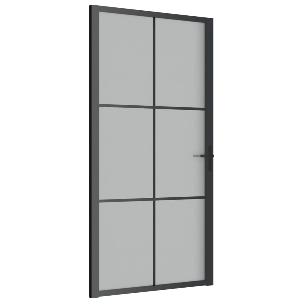 Porta Interna 102,5x201,5 cm Nero Opaco in Vetro e Alluminio