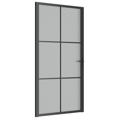 Porta Interna 102,5x201,5 cm Nero Opaco in Vetro e Alluminio