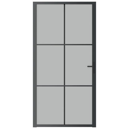 Porta Interna 102,5x201,5 cm Nero Opaco in Vetro e Alluminio