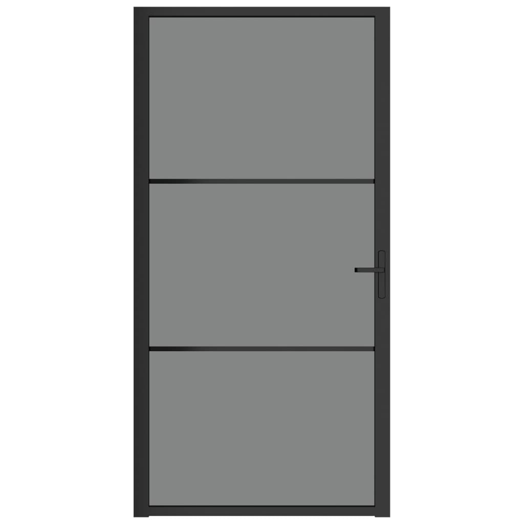 Porta Interna 102,5x201,5 cm Nera in Vetro ESG e Alluminio