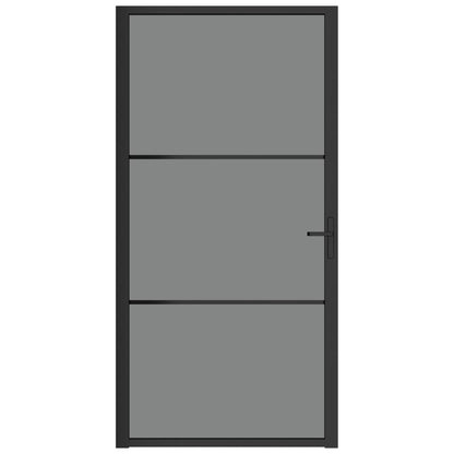 Porta Interna 102,5x201,5 cm Nera in Vetro ESG e Alluminio