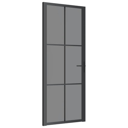 Porta Interna 83x201,5 cm Nera in Vetro ESG e Alluminio