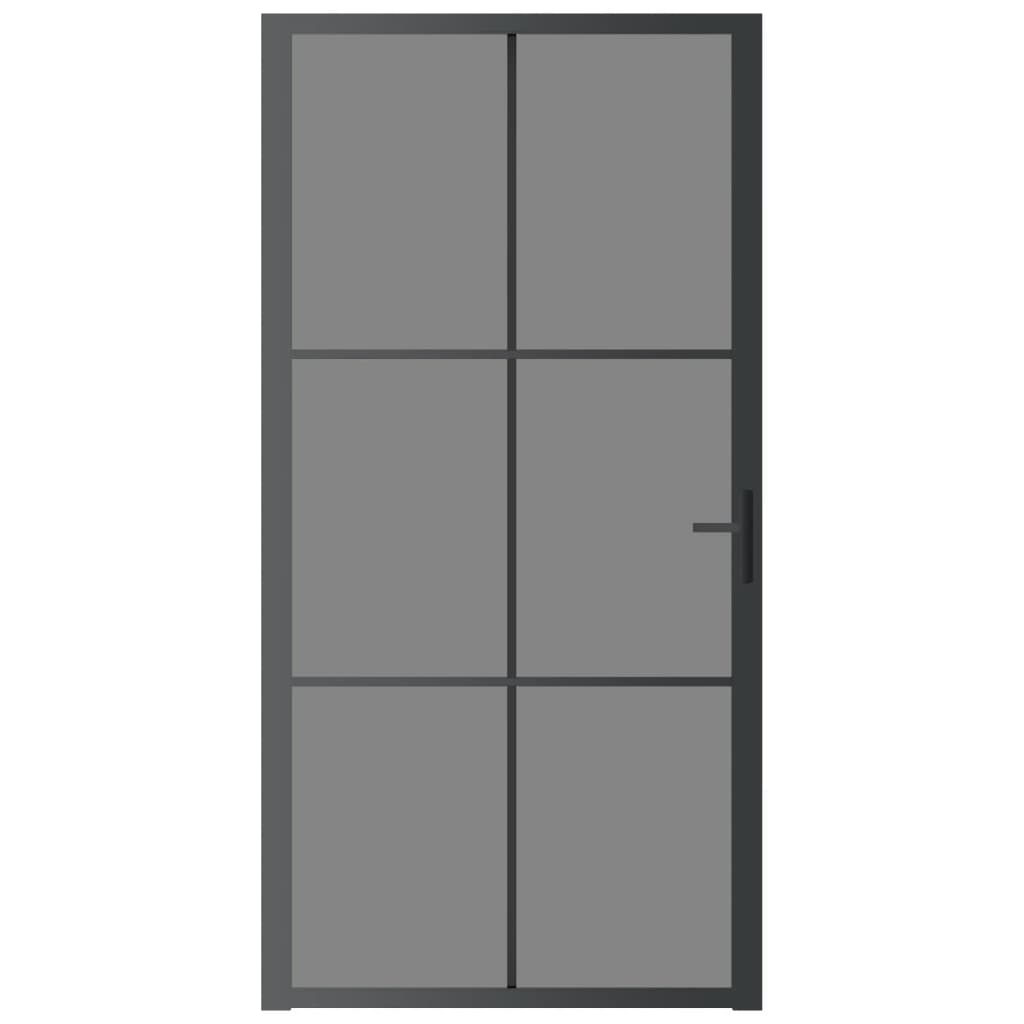 Porta Interna 102,5x201,5 cm Nera in Vetro ESG e Alluminio
