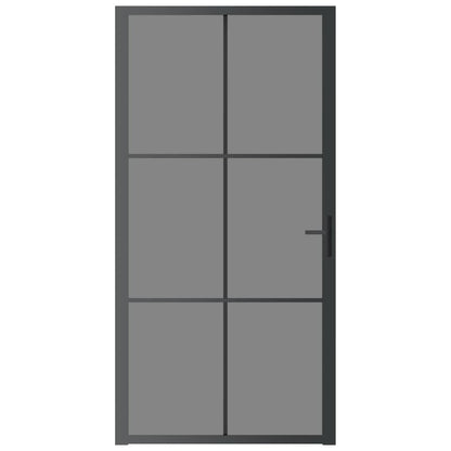 Porta Interna 102,5x201,5 cm Nera in Vetro ESG e Alluminio