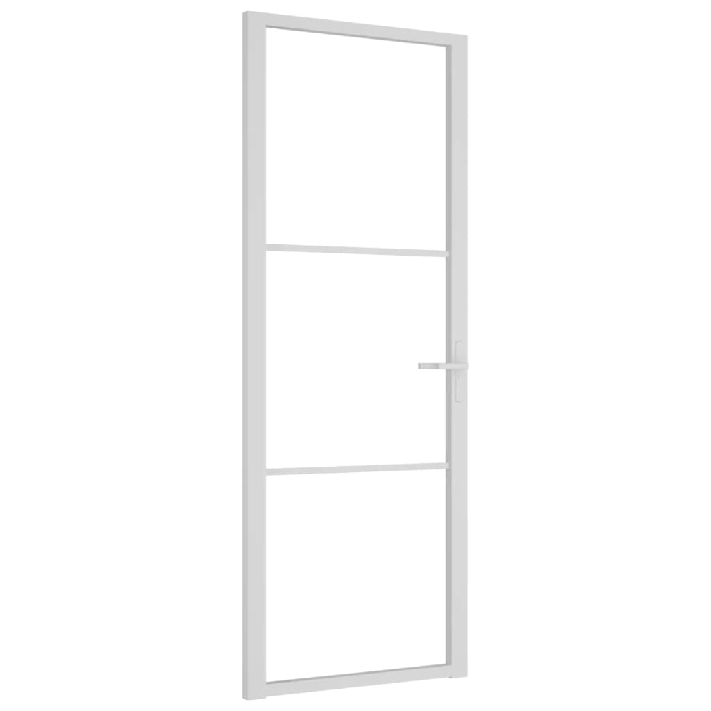 Porta Interna 76x201,5 cm Bianca in Vetro ESG e Alluminio