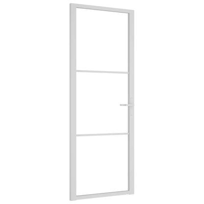 Porta Interna 76x201,5 cm Bianca in Vetro ESG e Alluminio