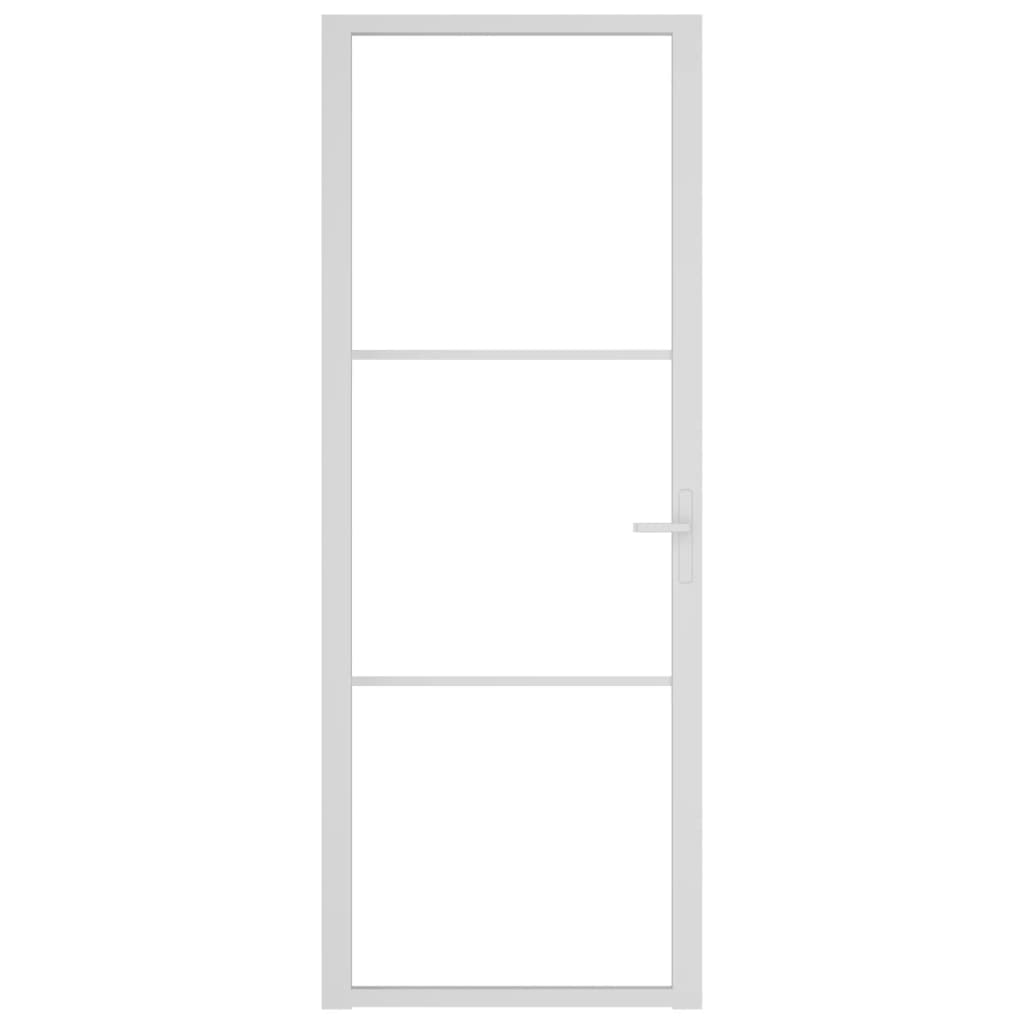 Porta Interna 76x201,5 cm Bianca in Vetro ESG e Alluminio